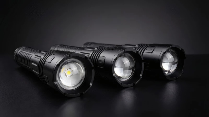 اولین چراغ قوه سدیم یون جهان معرفی شد | آینده روشنایی در دستان شما! 2 نمای نزدیک از چراغقوه WorkStar 2200S، با جزئیات دکمههای کنترلی، بدنه آلومینیومی مقاوم